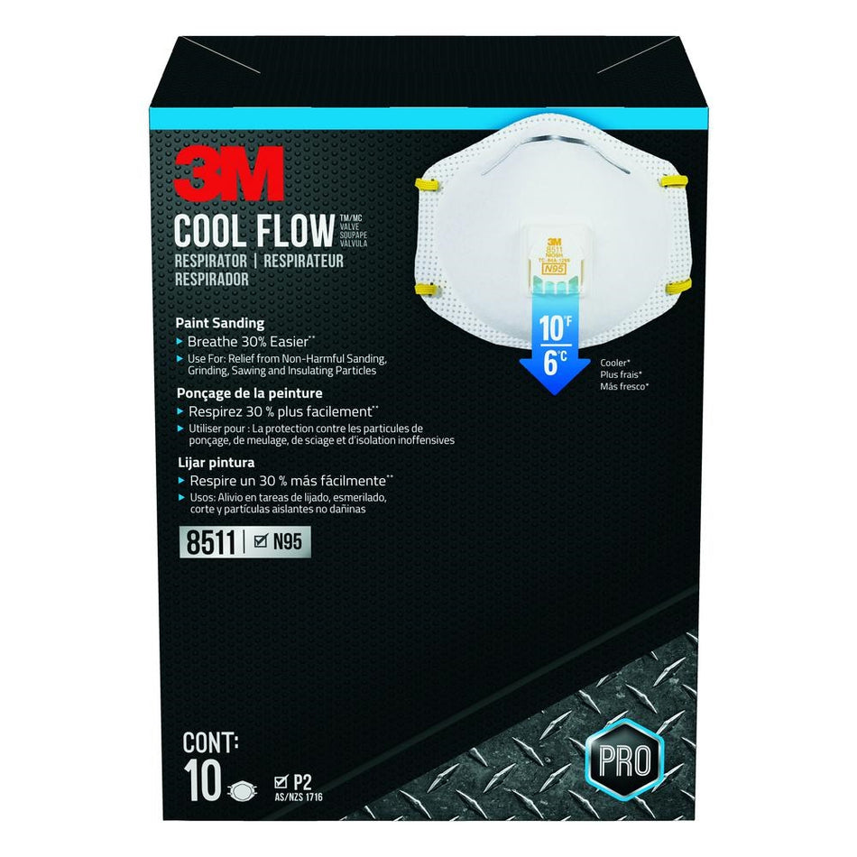 3M 8511 N95 Resipirator W Valve (10 Pack)