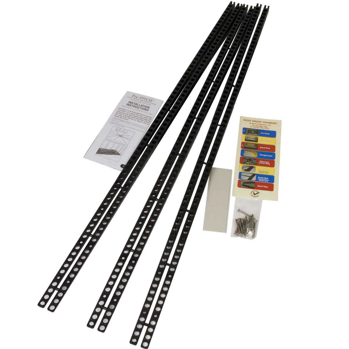 Pre-Pitch Shower Kit Sticks, Pre-Sloped Shower Pan System With Center Ring And 10 Float Sticks, Easy Mortar Bed Drainage Slope For Shower Remodeling, ABS Plastic