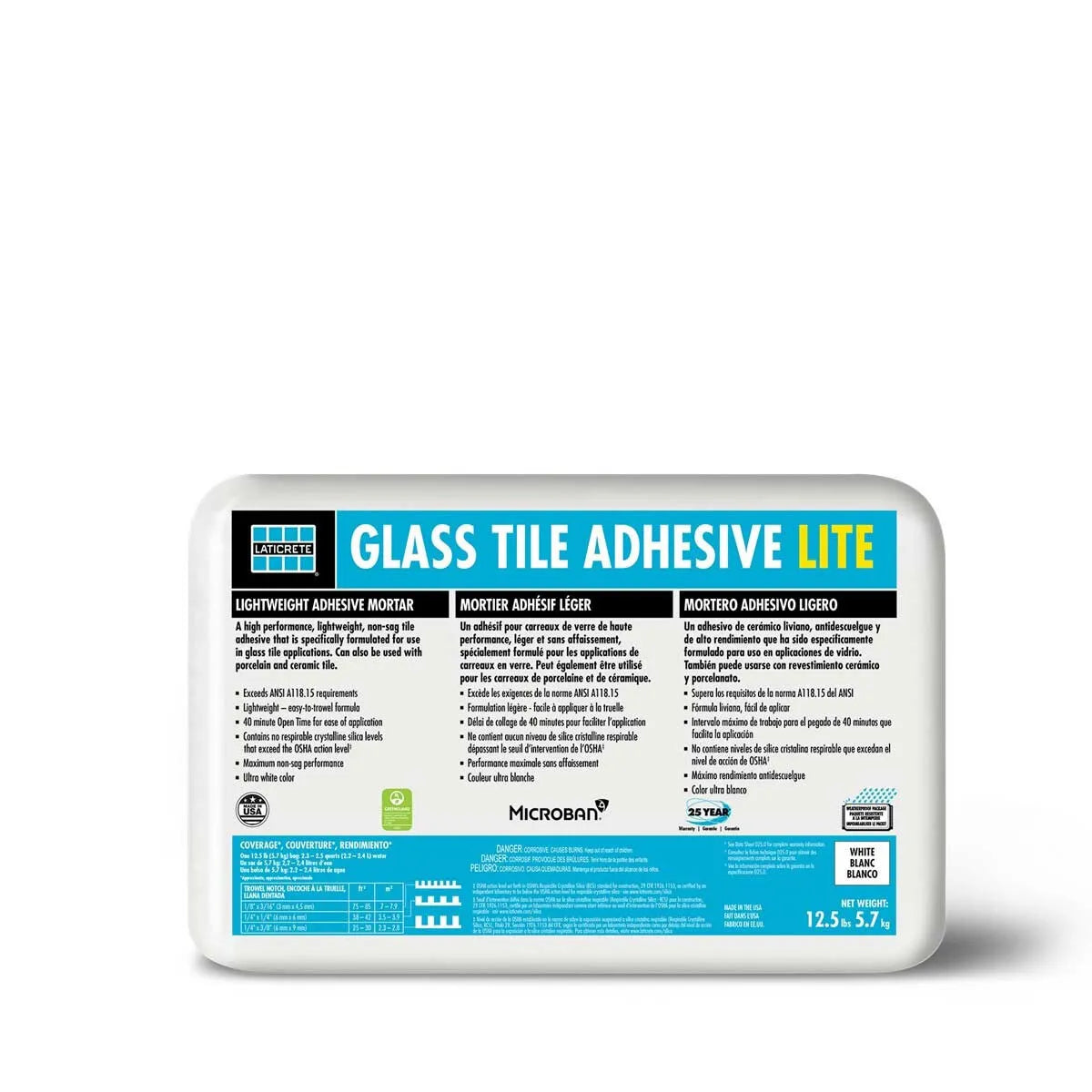 Laticrete Glass Tile Adhesive White 12.5 lbs