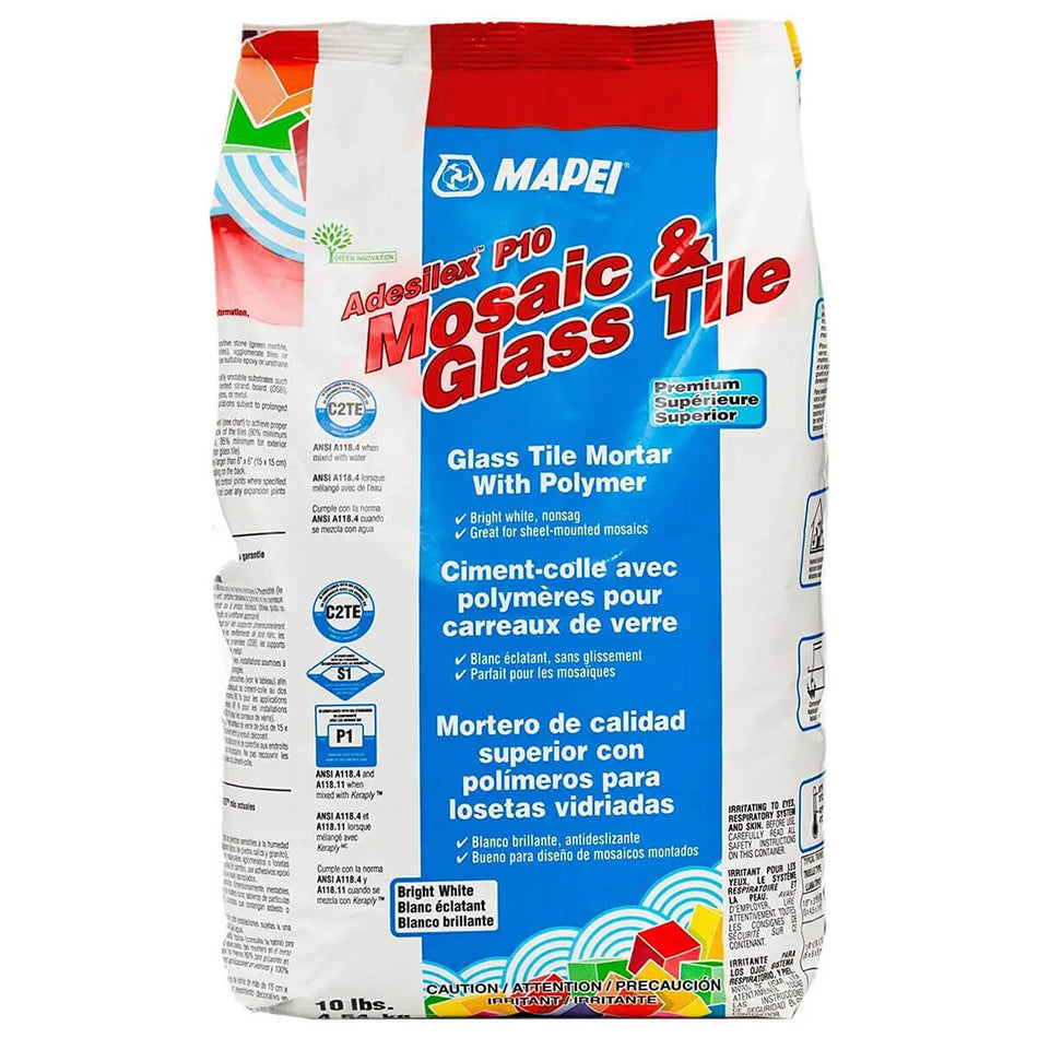 Mapei Adesilex P10 Premium Glass Tile Mortar, 10 lb Bag Bright White