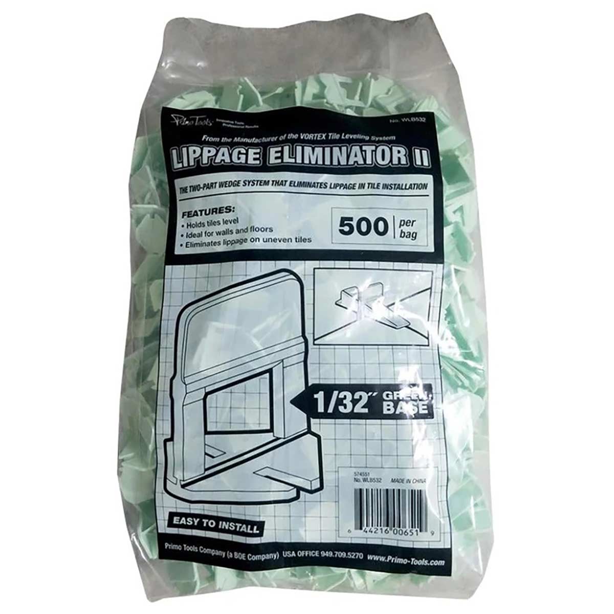 Primo Tools Lippage Eliminator II - 1/32" Green Base 500 pcs