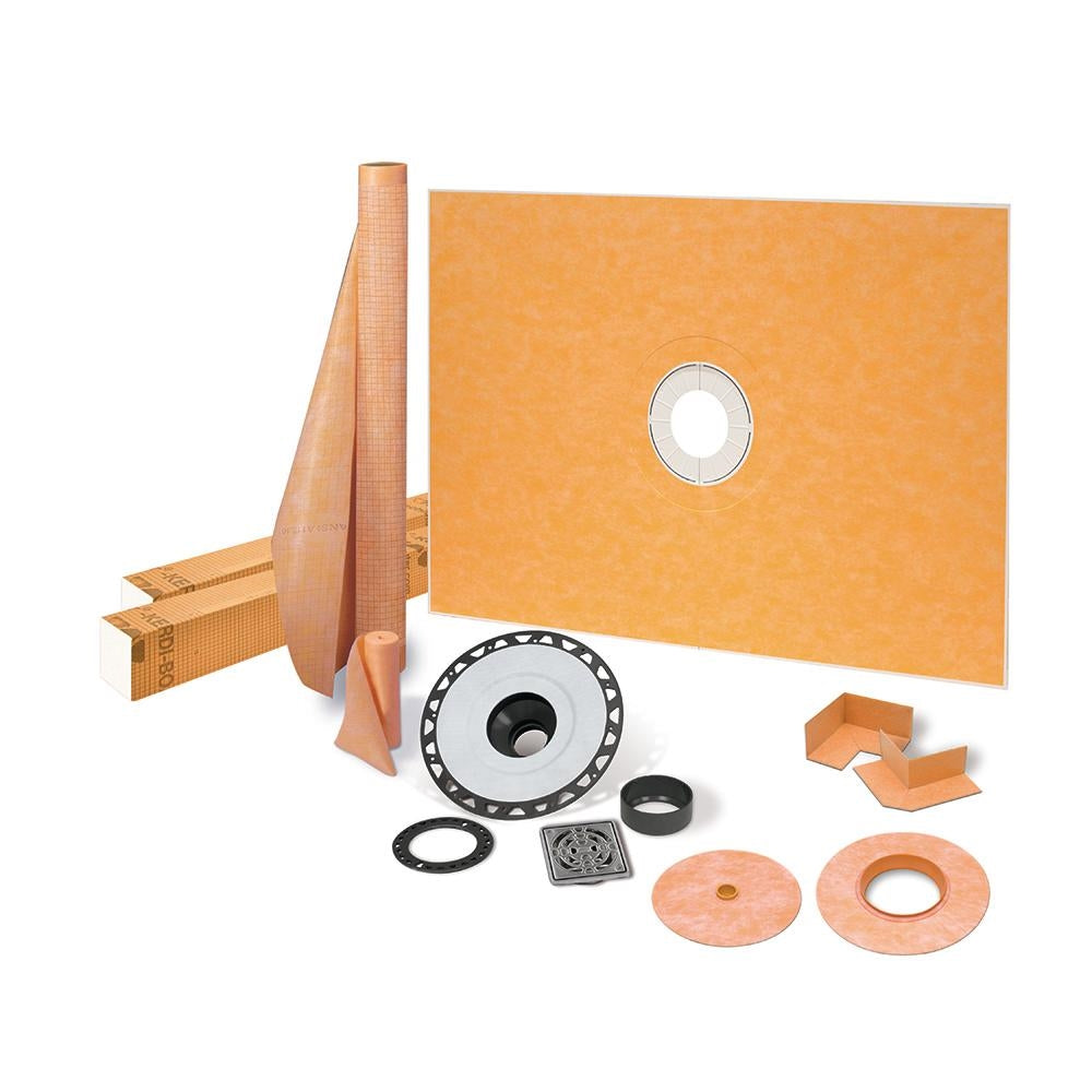 SCHLUTER KERDI-SHOWER-KIT 38" X 60" SHOWER KIT IN ABS WITH STAINLESS STEEL DRAIN GRATE