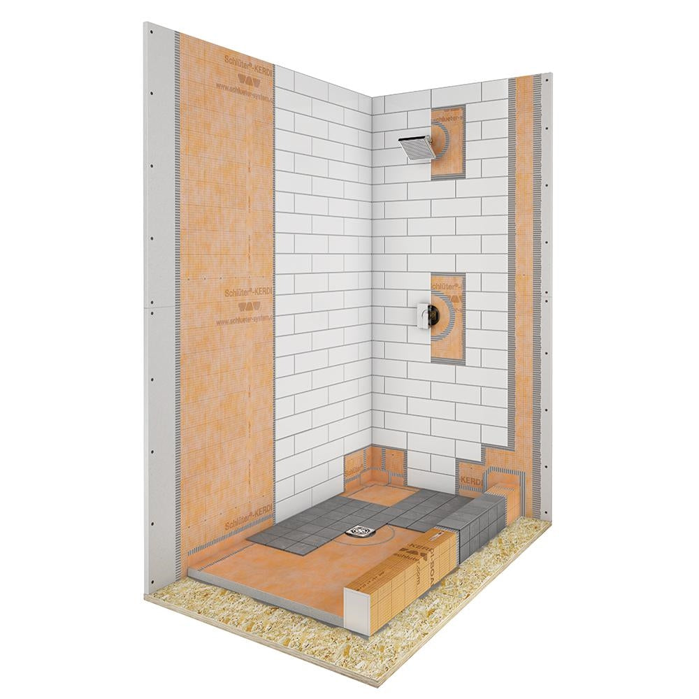 SCHLUTER KERDI-SHOWER-KIT 38" X 60" SHOWER KIT IN ABS WITH STAINLESS STEEL DRAIN GRATE
