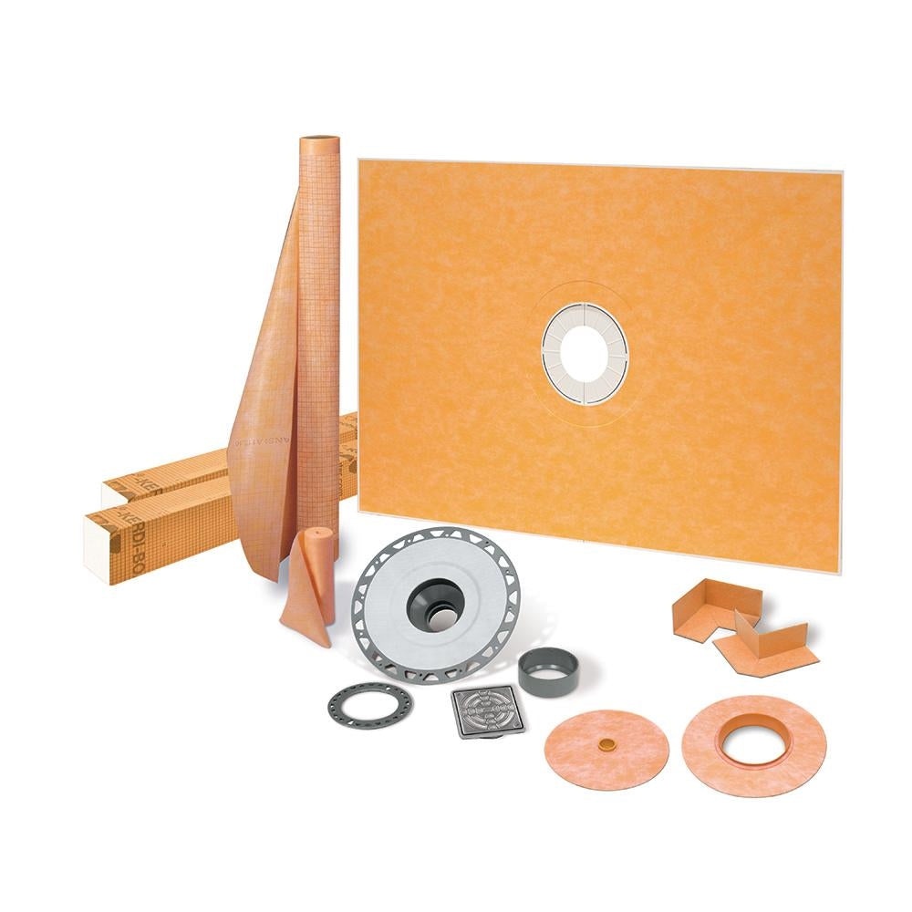 SCHLUTER KERDI-SHOWER-KIT 38" X 60" SHOWER KIT IN PVC WITH STAINLESS STEEL DRAIN GRATE