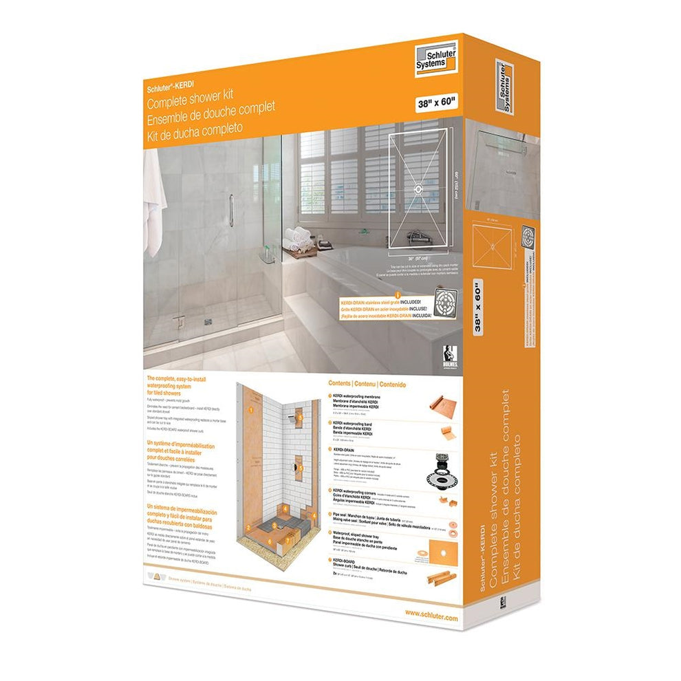 SCHLUTER KERDISHOWERKIT 38" X 60" SHOWER KIT IN PVC WITH STAINLESS S